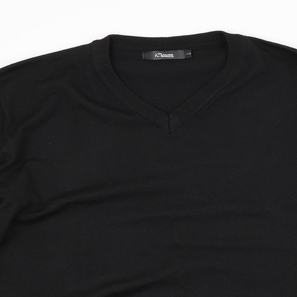 iclosam Mens Black   Pullover Jumper Size L