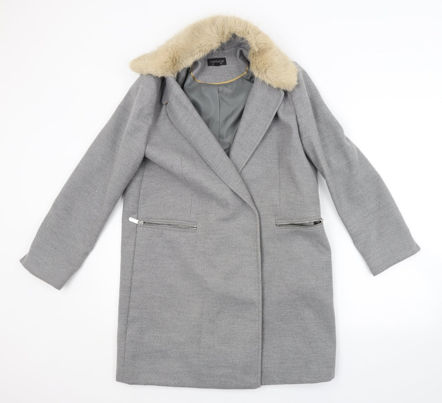 Topshop Womens Grey   Trench Coat Coat Size 10