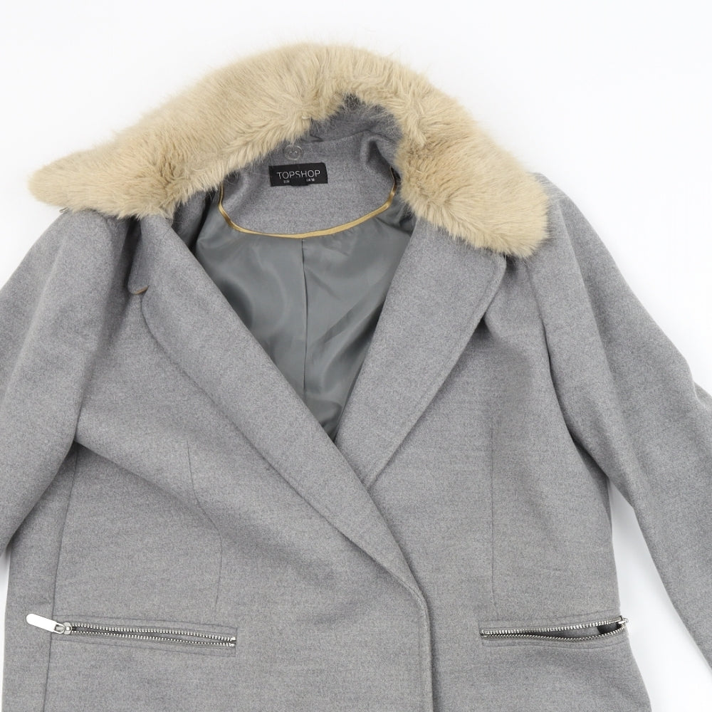 Topshop Womens Grey   Trench Coat Coat Size 10