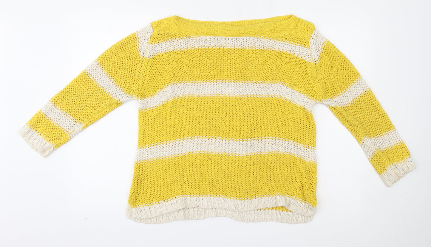 encuentro Womens Yellow Striped  Pullover Jumper Size M