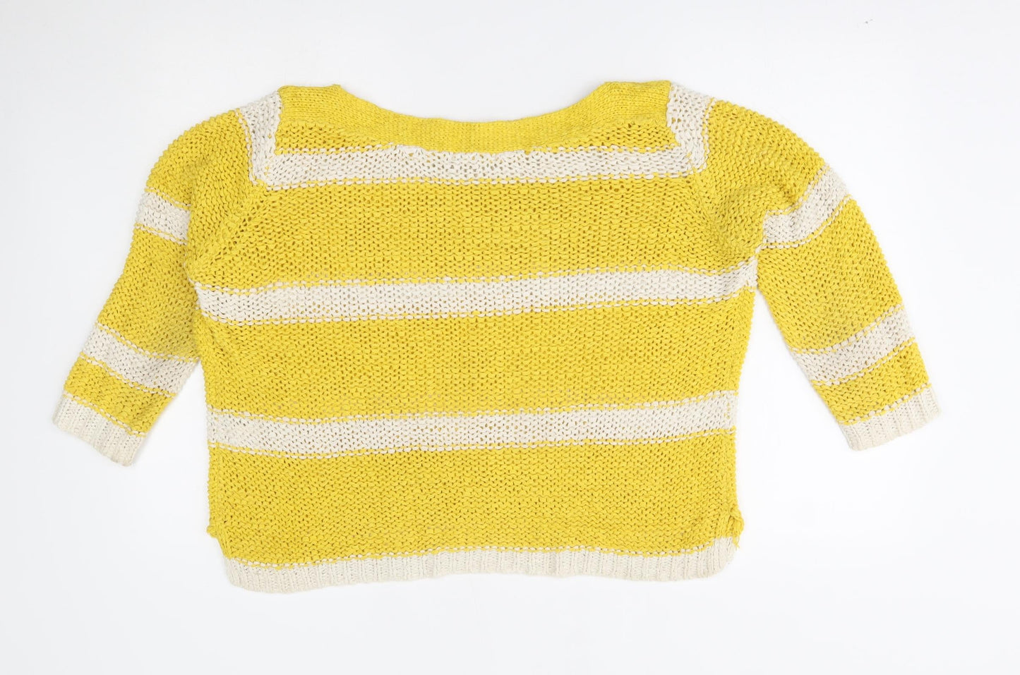 encuentro Womens Yellow Striped  Pullover Jumper Size M