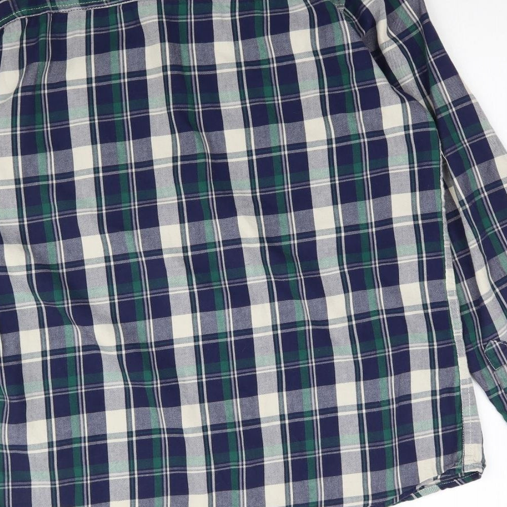 Peacocks Mens Blue Plaid   Button-Up Size M