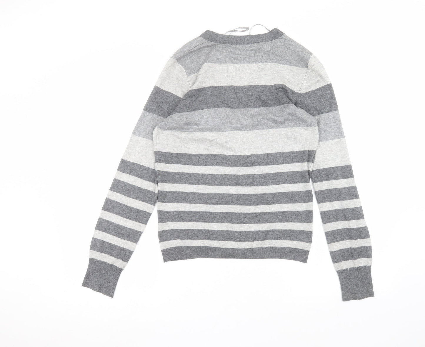 BHS Womens Grey Striped  Cardigan Jumper Size 12
