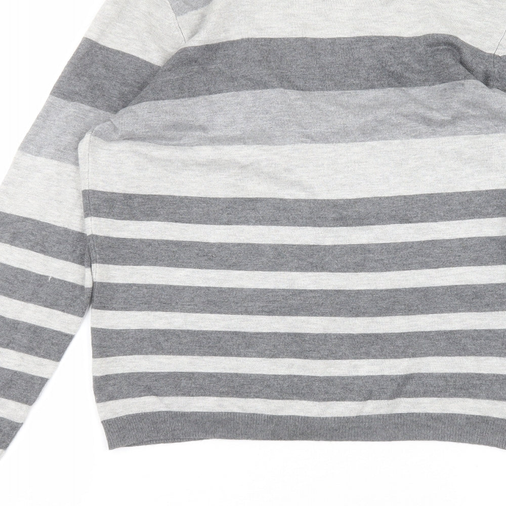 BHS Womens Grey Striped  Cardigan Jumper Size 12