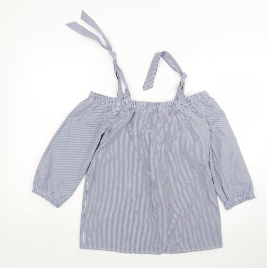 Dorothy Perkins Womens Blue Striped  Basic Blouse Size 8