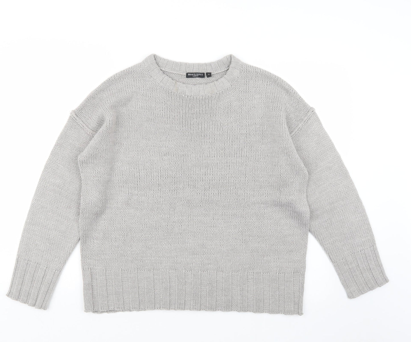 Brave Soul Womens Grey  Knit Pullover Jumper Size S