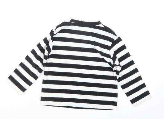 Play Together Girls Black Striped  Pullover T-Shirt Size 5 Years