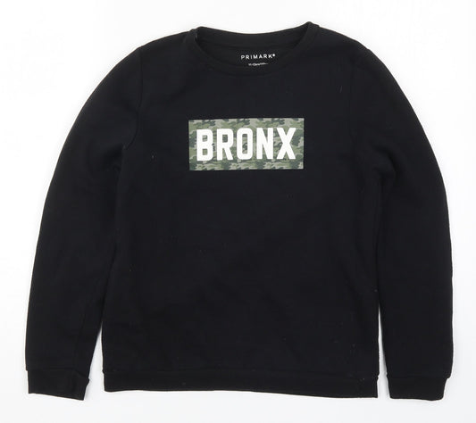 Primark Boys Black   Pullover Sweatshirt Size 11-12 Years  - Bronx