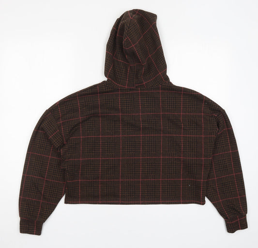 Stradivarius Womens Brown Check  Pullover Hoodie Size M