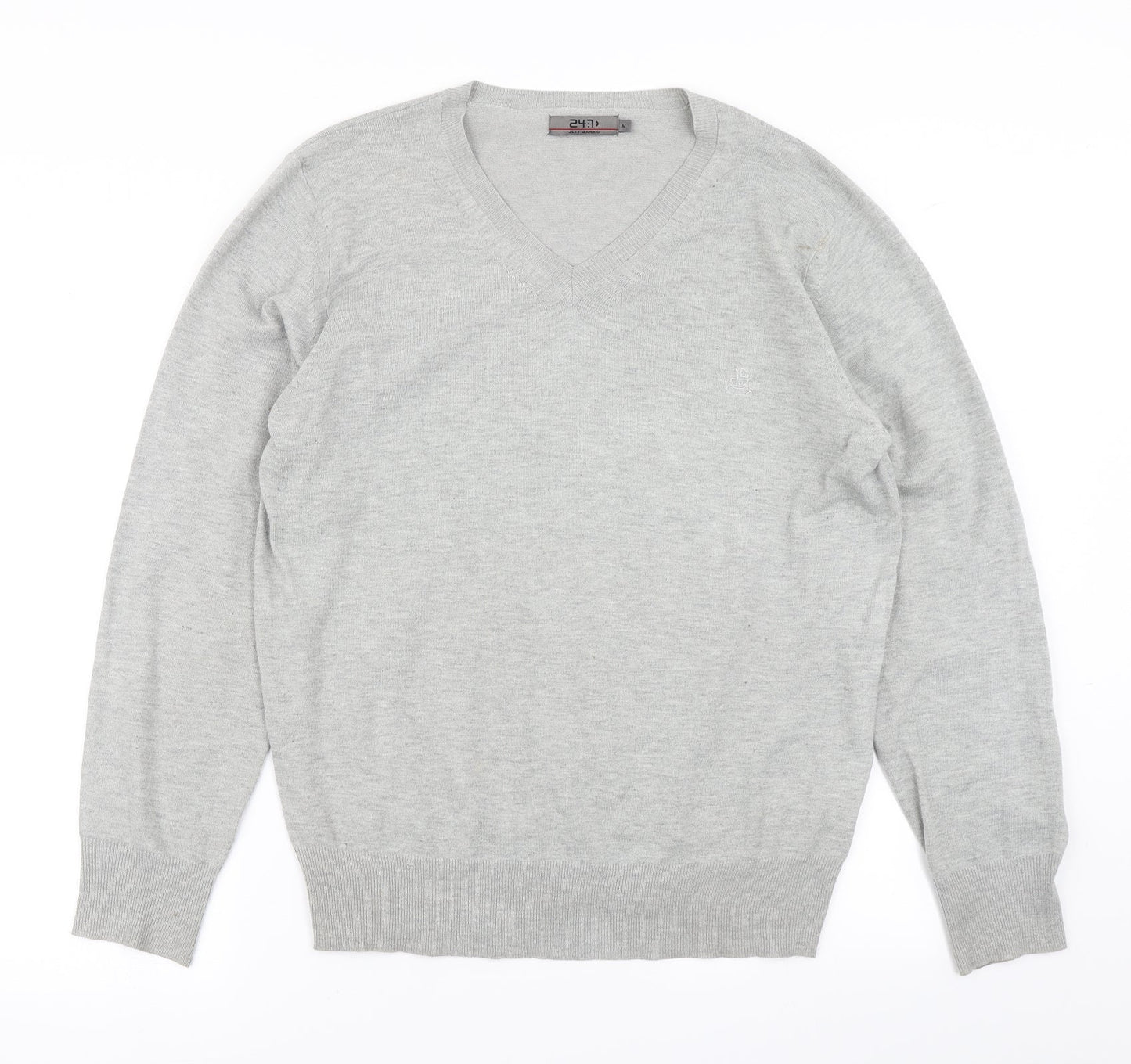 24:7 Mens Grey  Knit Pullover Jumper Size M