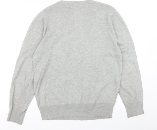 24:7 Mens Grey  Knit Pullover Jumper Size M