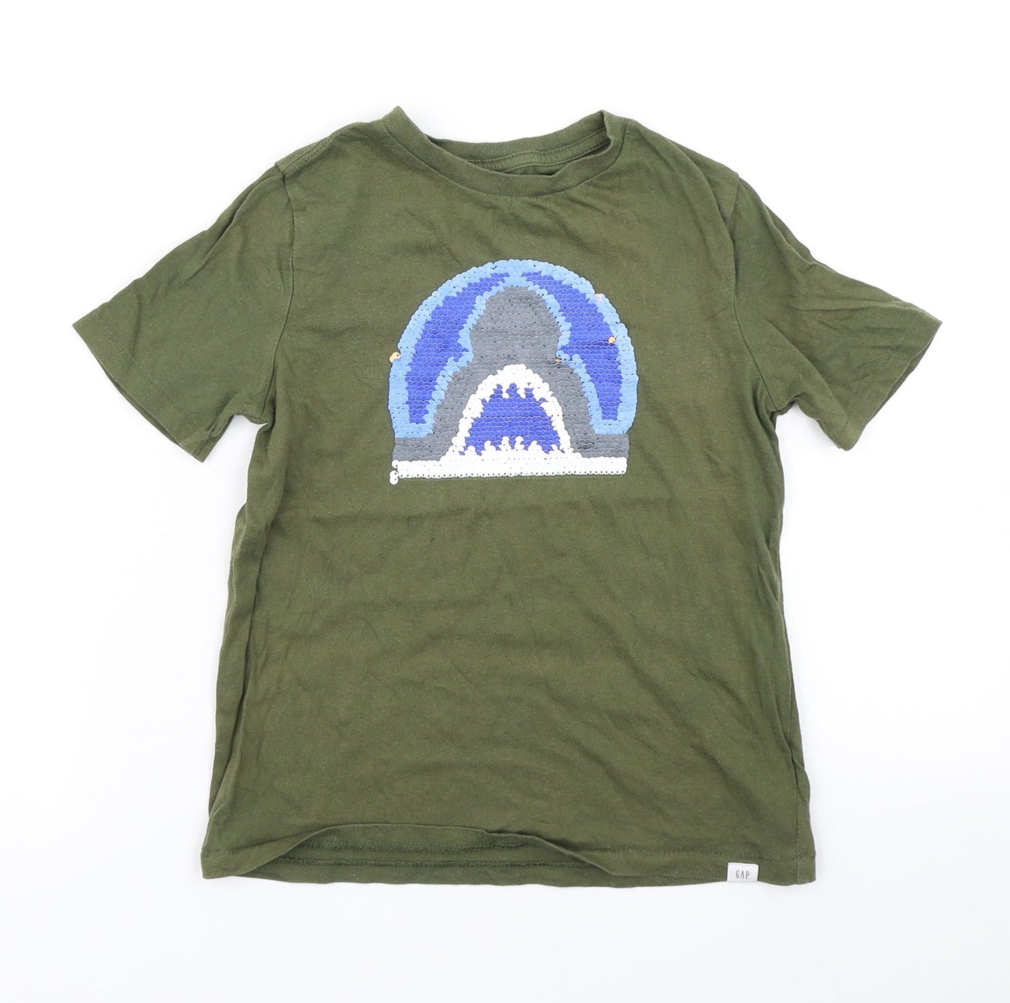 Gap Boys Green   Basic T-Shirt Size 6-7 Years  - Reversible sequins