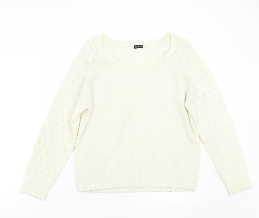 Tango Womens Ivory  Knit Pullover Jumper Size M