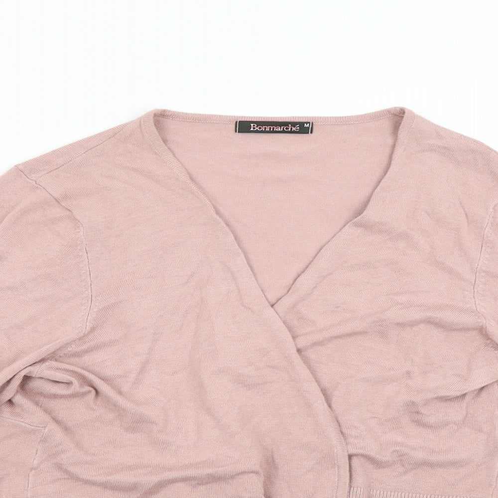 Bonmarché Womens Pink  Knit Wrap Jumper Size M