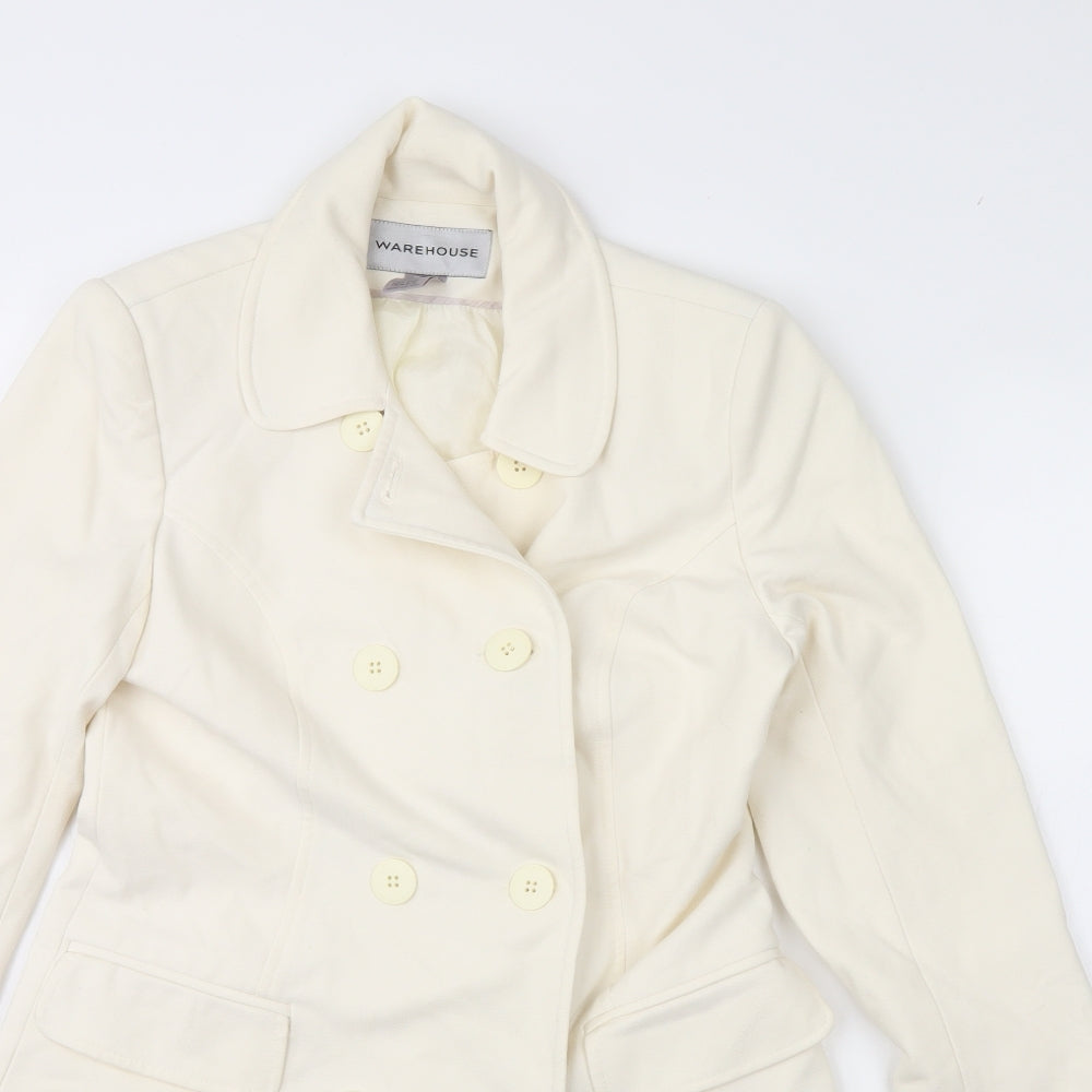 Warehouse Womens Ivory   Overcoat Coat Size 10