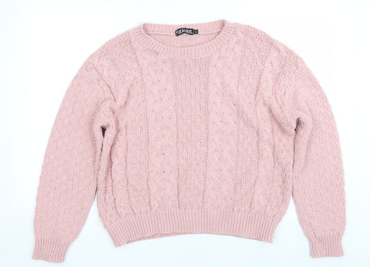 be jealous Womens Pink Check  Pullover Jumper Size XL