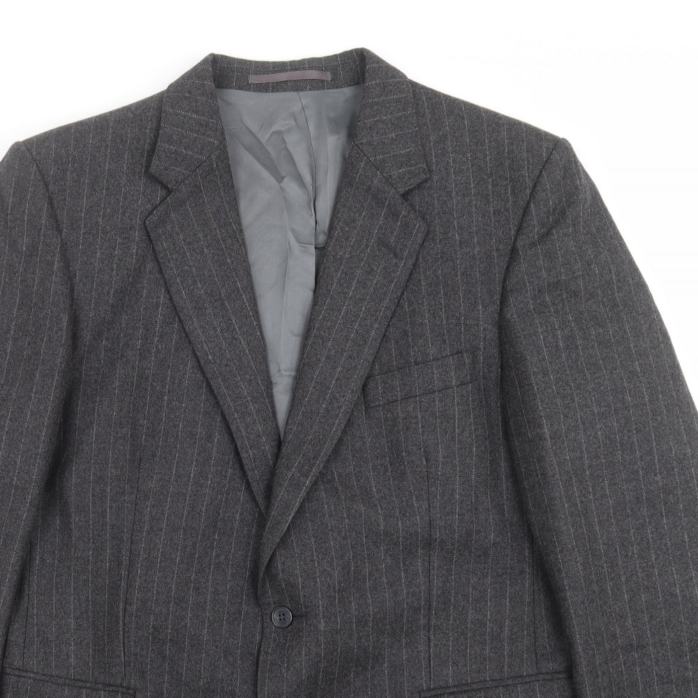 Burton Mens Grey Striped  Jacket Suit Jacket Size 42