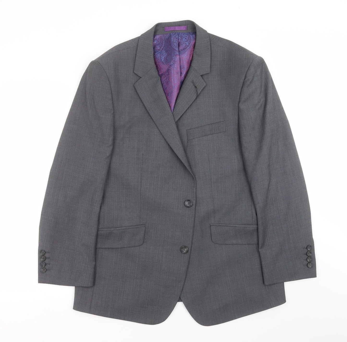 Preworn Mens Grey Striped  Jacket Suit Jacket Size 42