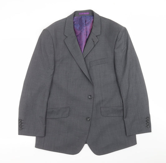 Preworn Mens Grey Striped  Jacket Suit Jacket Size 42