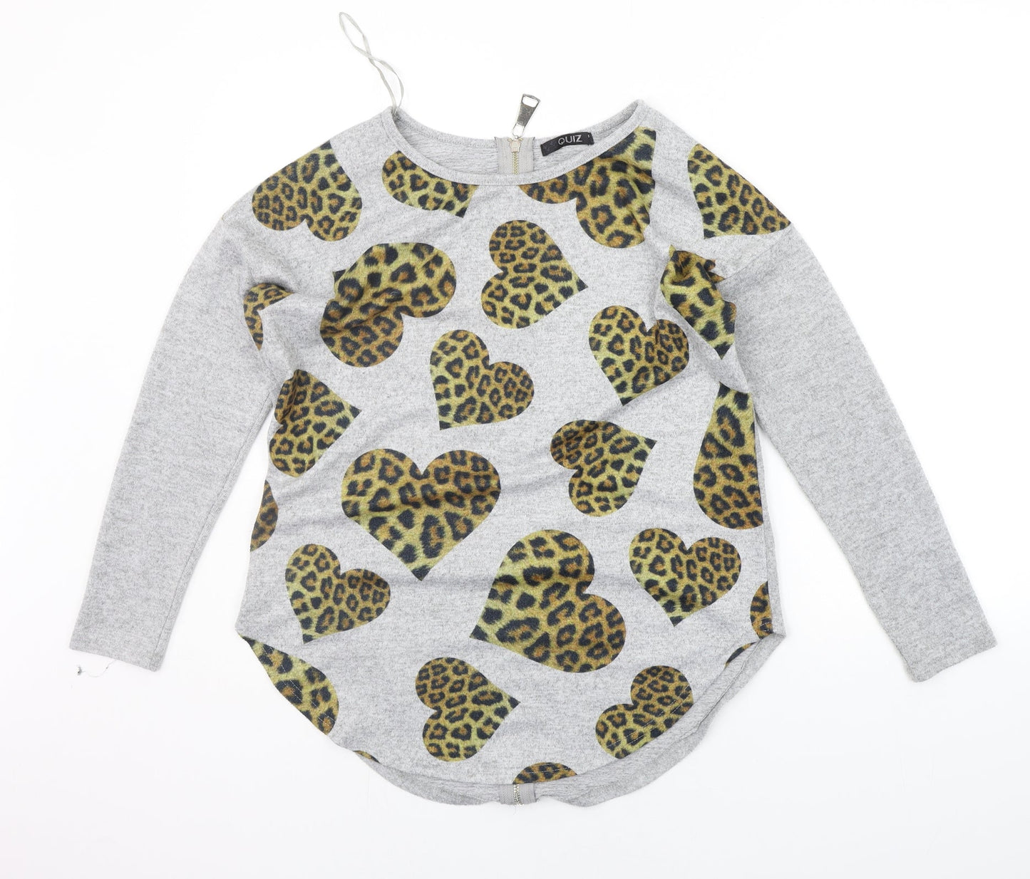 Quiz Womens Grey   Pullover Jumper Size S  - HEARTS