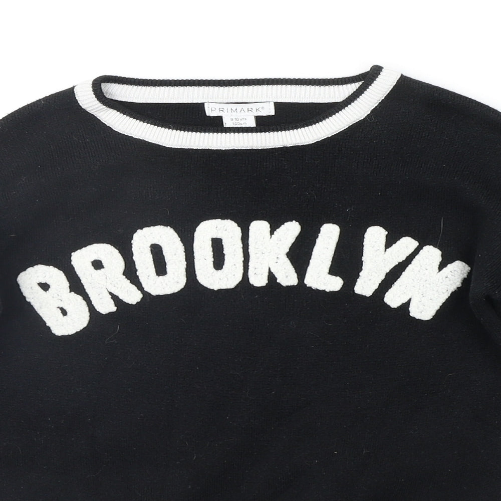 Primark Boys Black   Pullover Jumper Size 9-10 Years