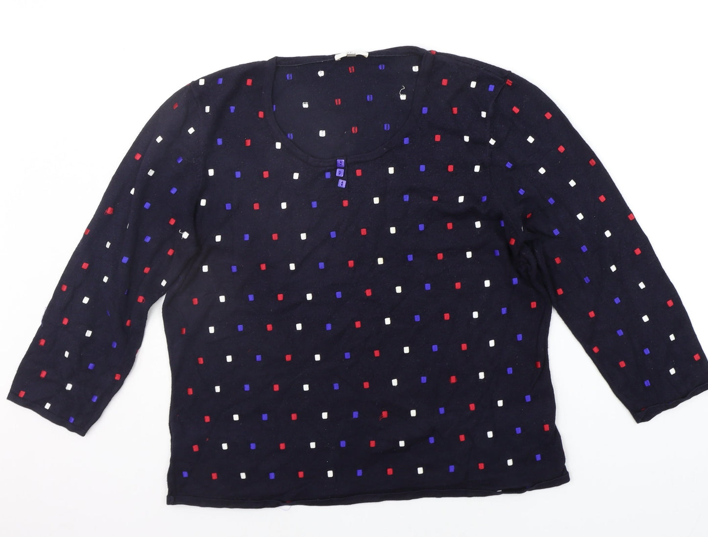 county casual Womens Blue Polka Dot  Pullover Jumper Size L