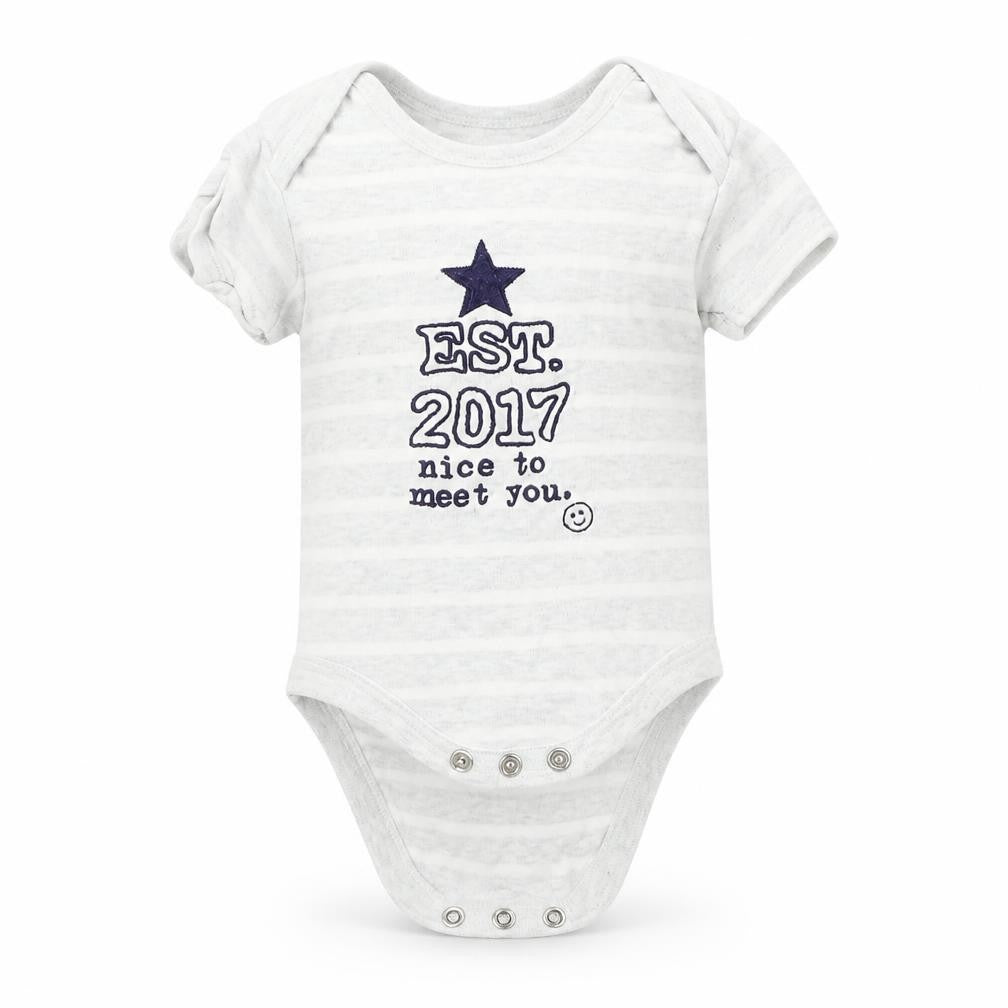 Nutmeg  Boys Grey Striped  Babygrow One-Piece Size 0-3 Months