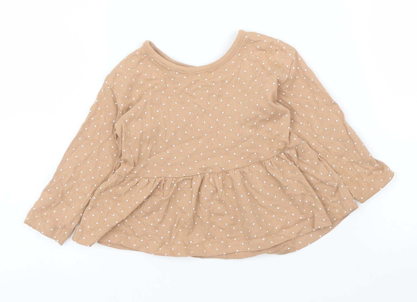 George Girls Brown Polka Dot  Basic T-Shirt Size 6-9 Months