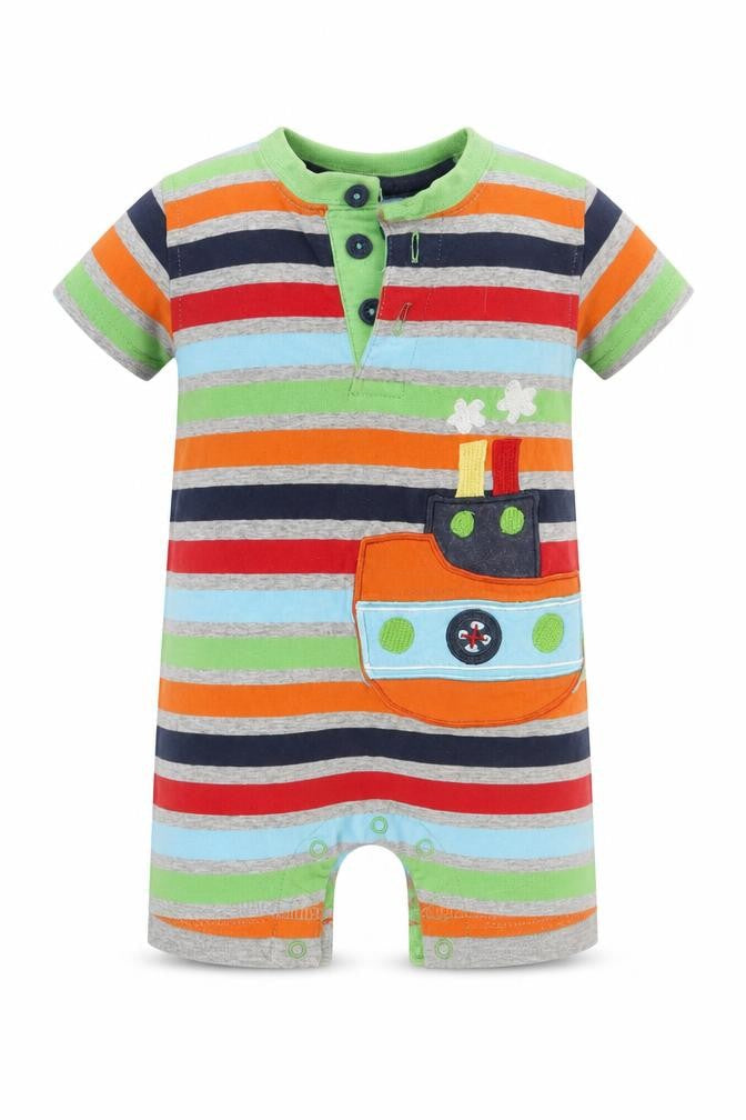 TU Baby Green Striped  Catsuit One-Piece Size 0-3 Months