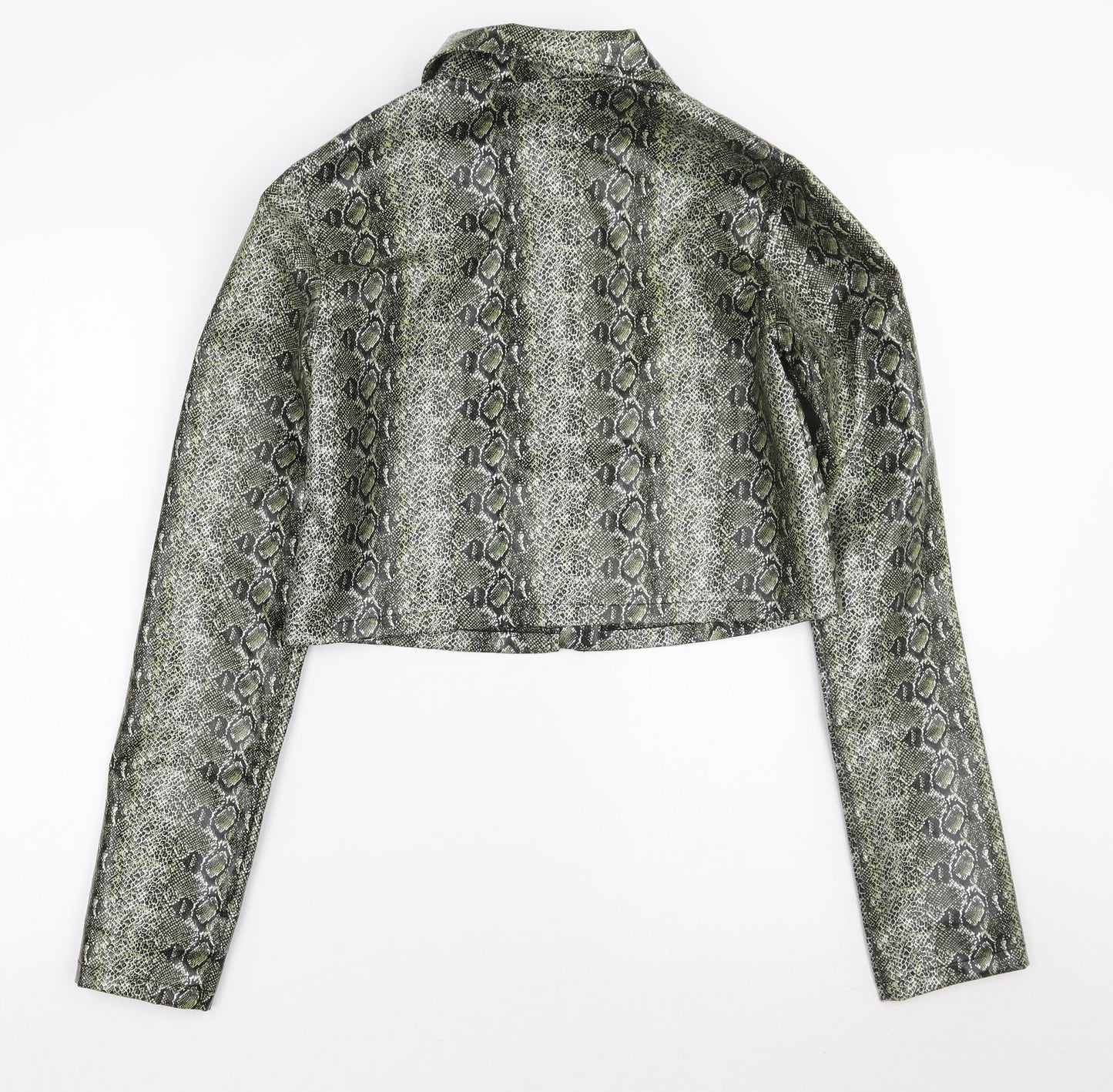 PRETTYLITTLETHING Womens Green Animal Print  Jacket Coat Size 6
