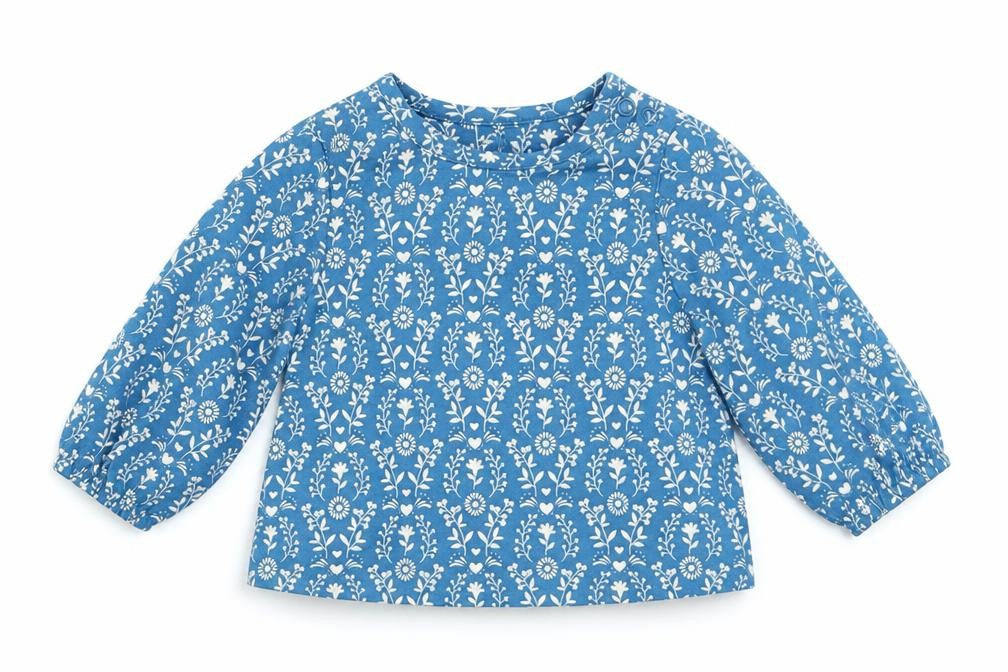 Mini Club Girls Blue Floral  Basic T-Shirt Size 0-3 Months
