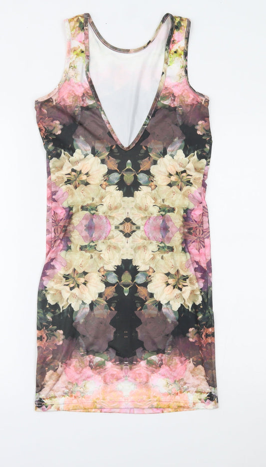 Topshop Womens Multicoloured Floral  Bodycon  Size 8