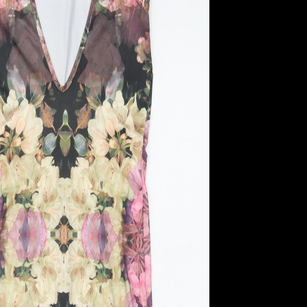 Topshop Womens Multicoloured Floral  Bodycon  Size 8