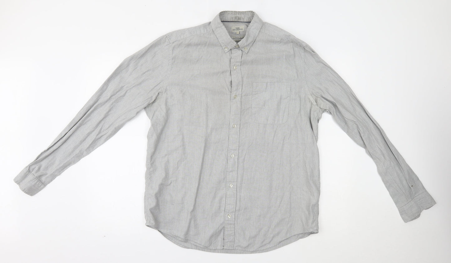 NEXT Mens Grey    Button-Up Size L