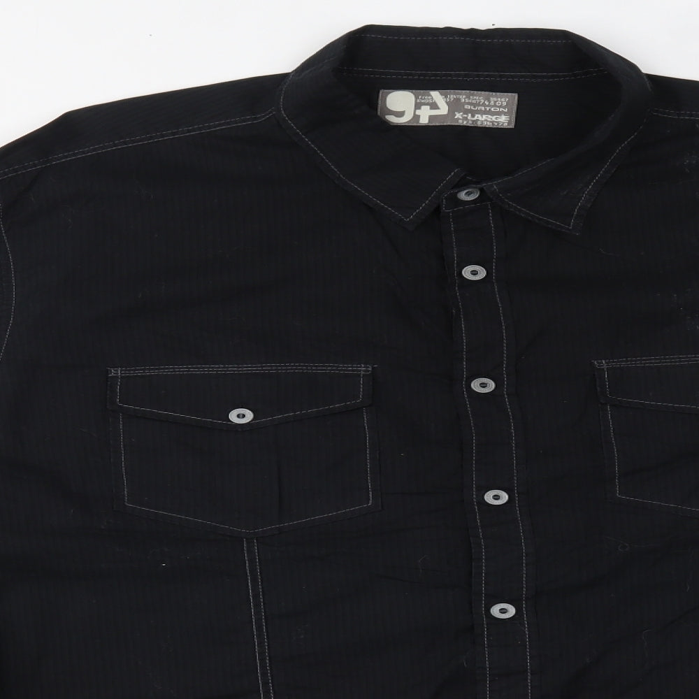 Burton Mens Black Striped   Button-Up Size XL