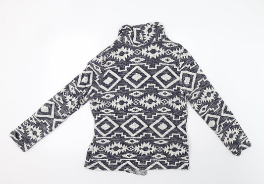 George Womens Blue Geometric  Overcoat Coatigan Size 14