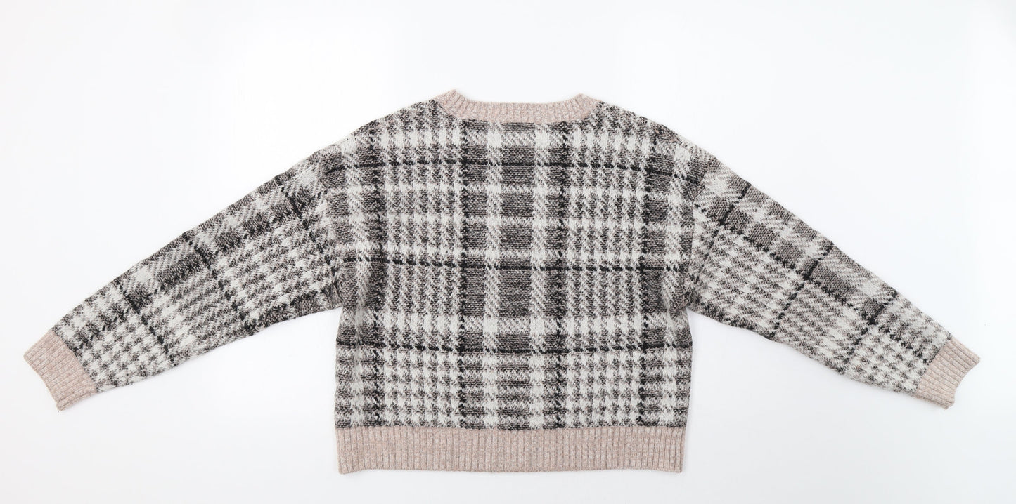 New Look Womens Pink Check  Pullover Jumper Size M