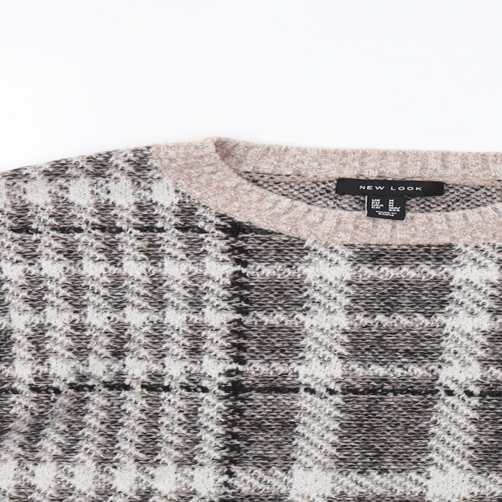 New Look Womens Pink Check  Pullover Jumper Size M