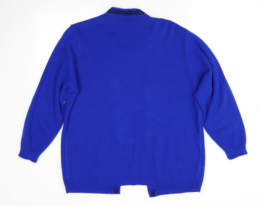 Envy Womens Blue Geometric  Pullover Jumper Size XL  - Faux Cardigan Front