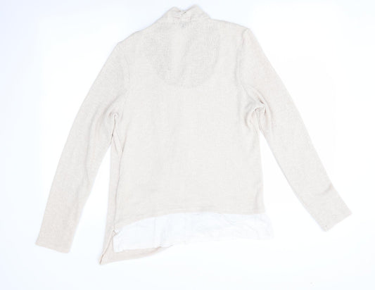 Green Envelope Womens Beige   Pullover Jumper Size L  - Faux T-shirt Front
