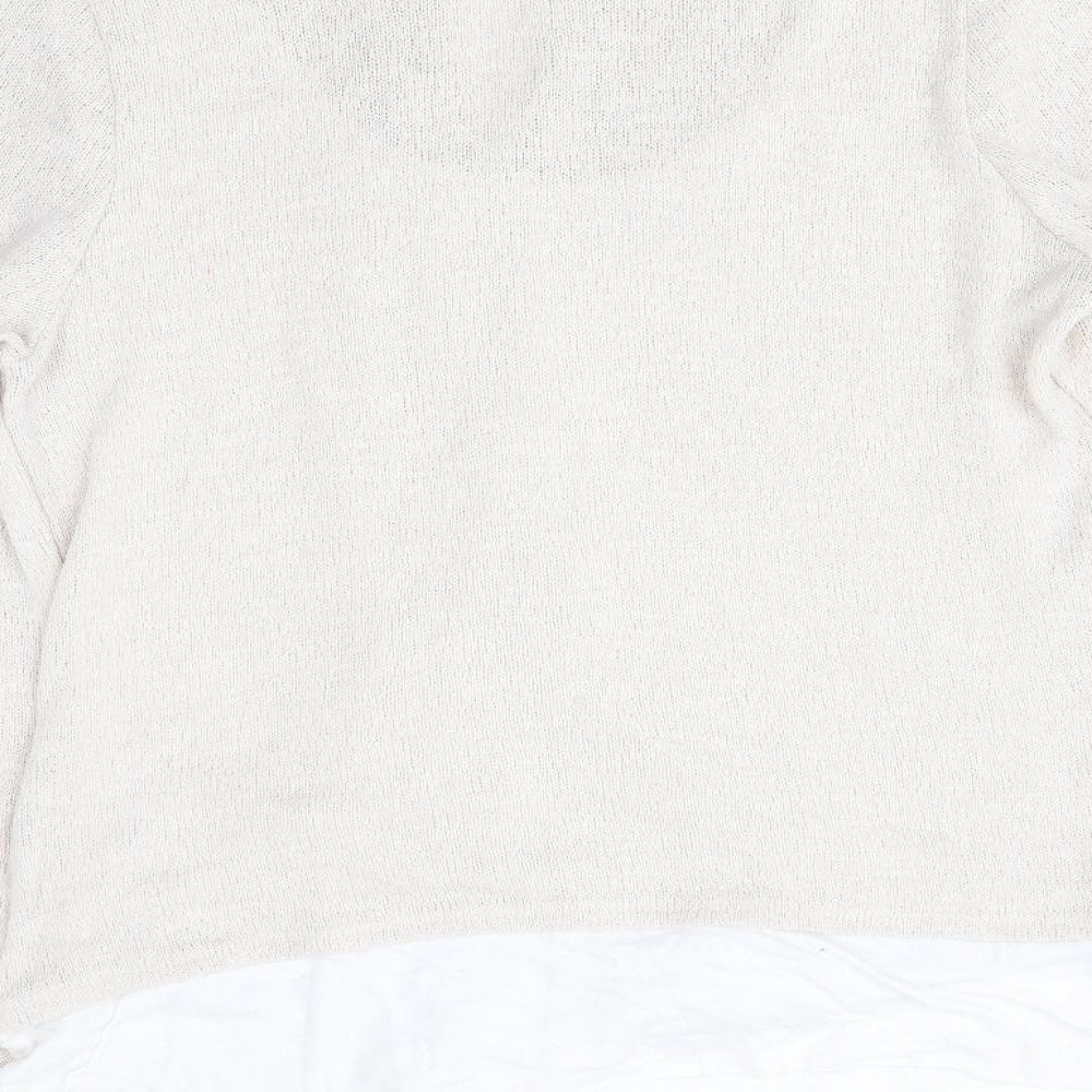 Green Envelope Womens Beige   Pullover Jumper Size L  - Faux T-shirt Front