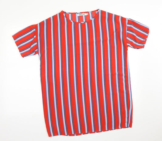DIFFUSE Womens Multicoloured Striped  Basic T-Shirt Size 10
