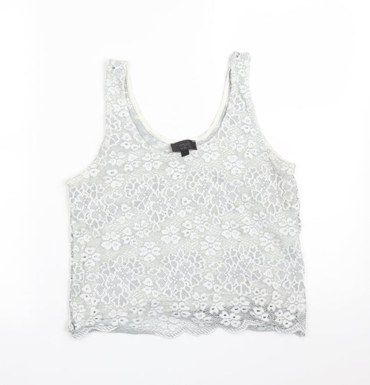 Topshop Womens Grey Floral  Basic T-Shirt Size 6