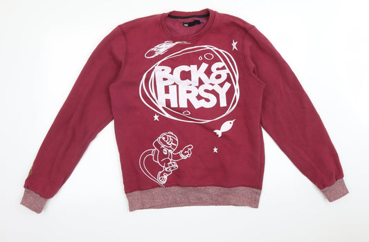 BCK&HRSY Mens Red   Pullover Sweatshirt Size M  - SPACE