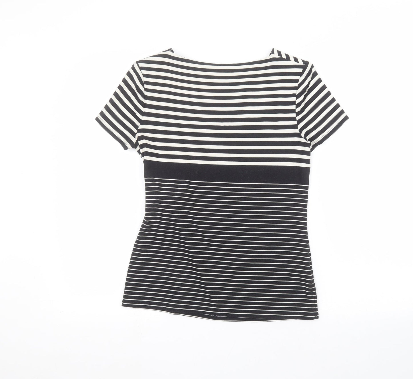 Country Club Womens Black Striped  Basic T-Shirt Size S