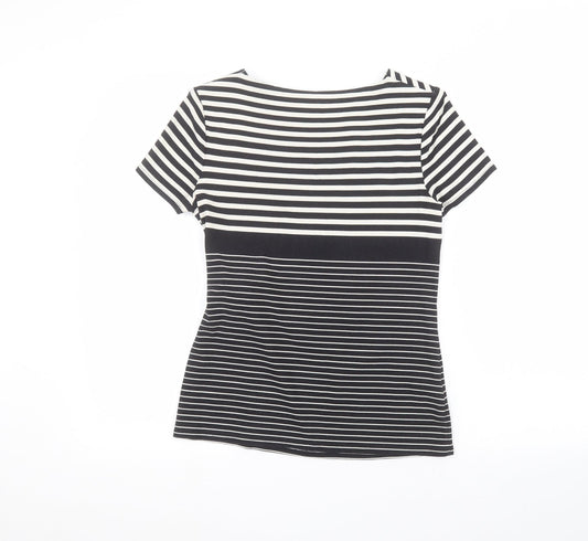 Country Club Womens Black Striped  Basic T-Shirt Size S