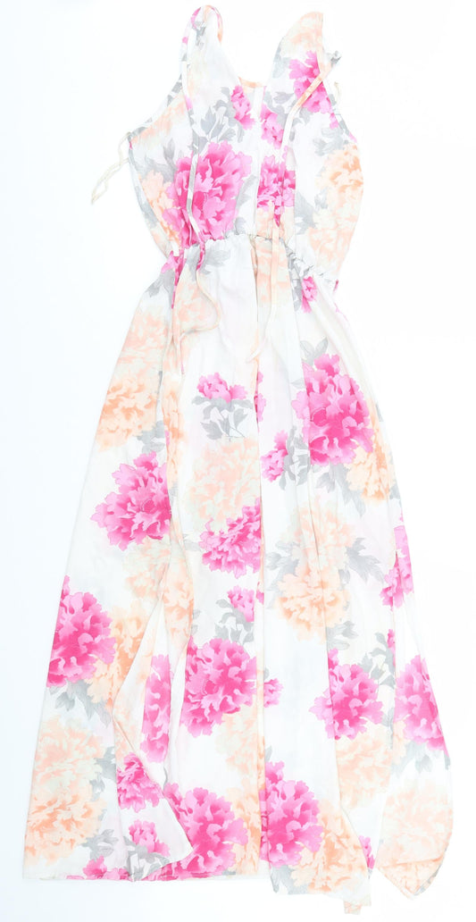 Dorothy Perkins Womens White Floral  A-Line  Size 8