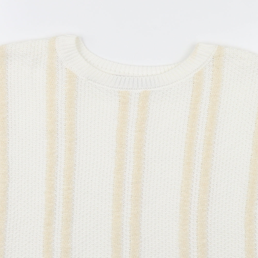 Marks and Spencer Womens White Striped  Pullover Jumper Size 12