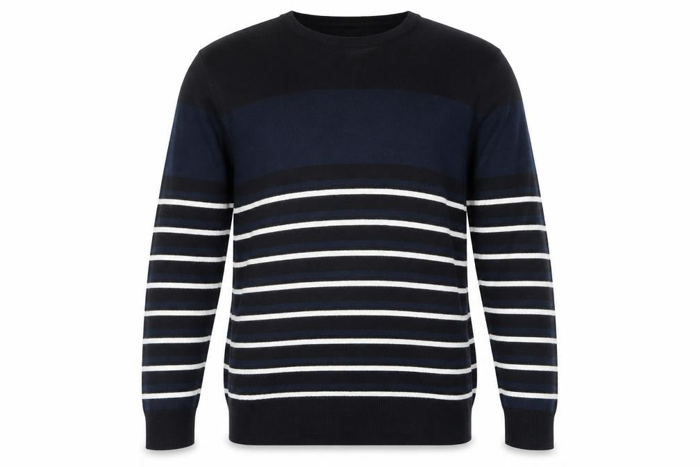 Cedarwood State Mens Blue Striped Knit Pullover Jumper Size S