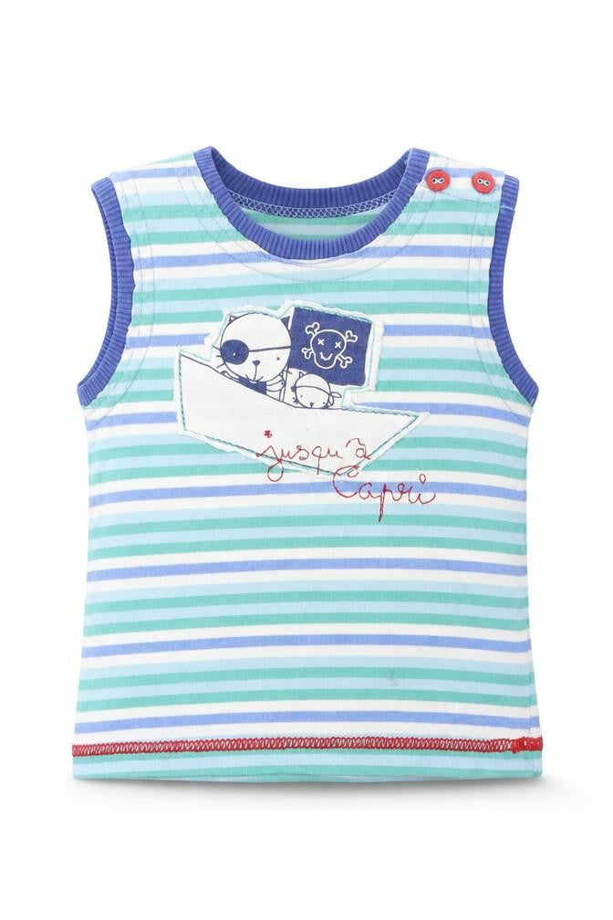 Miobic Boys Blue Striped  Basic T-Shirt Size 0-3 Months